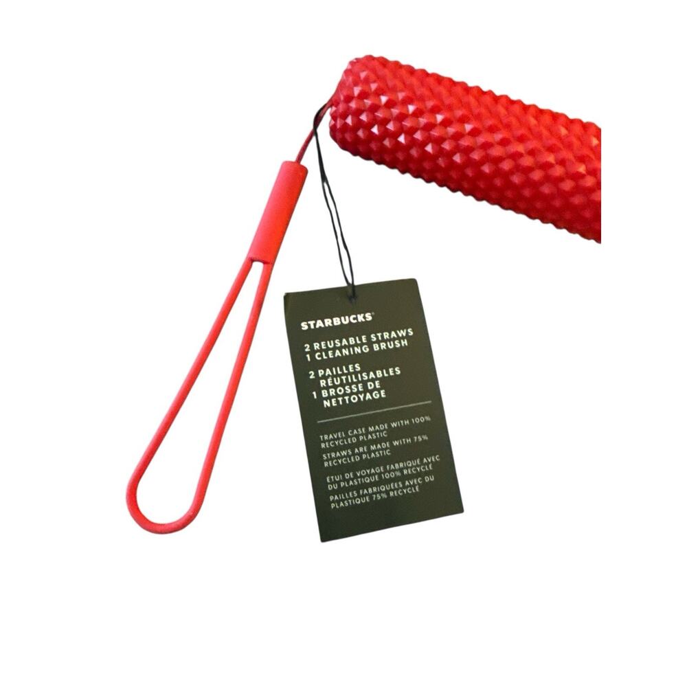 Starbucks 2024 Christmas 2 Reusable Straws Cleaning Brush And Travel Case - Picture 4 of 4